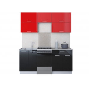 Готовая кухня ГЛОСС 50-18 (Красный/ Черный)