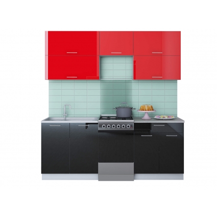 Готовая кухня ГЛОСС 50-20 (Красный/ Черный)