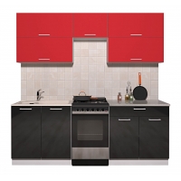 Готовая кухня ГЛОСС 50-21 (Красный/ Черный)