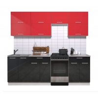 Готовая кухня ГЛОСС 50-23 (Красный/ Черный)