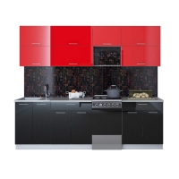 Готовая кухня ГЛОСС 50-25 (Красный/ Черный)