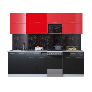 Готовая кухня ГЛОСС 50-25 (Красный/ Черный)