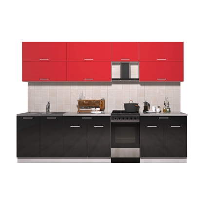 Готовая кухня ГЛОСС 50-29 (Красный/ Черный)