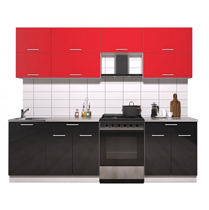 Готовая кухня ГЛОСС 60-25 (Красный/ Черный)