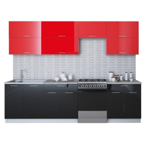 Готовая кухня ГЛОСС 60-28 (Красный/ Черный)