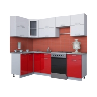 Готовая кухня Мила ГЛОСС 60-12х25 (Белый/ Красный)