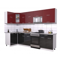 Готовая кухня Мила ГЛОСС 60-12х29 (Бордовый/ Черный)