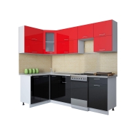 Готовая кухня Мила ГЛОСС 50-12х24 (Красный/ Черный)