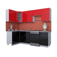 Готовая кухня Мила ГЛОСС 60-12х25 (Красный/ Черный)