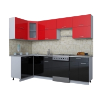 Готовая кухня Мила ГЛОСС 60-12х26 (Красный/ Черный)