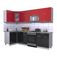 Готовая кухня Мила ГЛОСС 60-12х27 (Красный/ Черный)