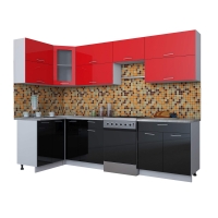 Готовая кухня Мила ГЛОСС 60-12х28 (Красный/ Черный)