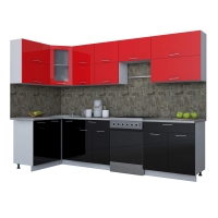 Готовая кухня Мила ГЛОСС 60-12х30 (Красный/ Черный)