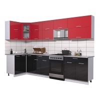Готовая кухня Мила ГЛОСС 60-12х31 (Красный/ Черный)