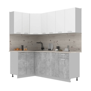 Готовая кухня Лайт 1,2x2,1 (Белый/ Бетон)