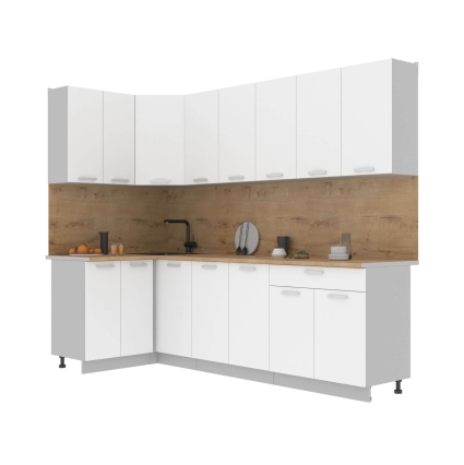 Готовая кухня Лайт 1,2x2,6 (Белый/ Белый)