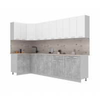 Готовая кухня Лайт 1,2x3,0 (Белый/ Бетон)