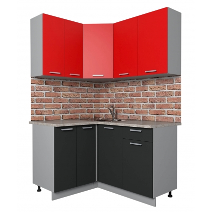 Готовая кухня Лайт 1,2x1,4 (Красный/ Антрацит)