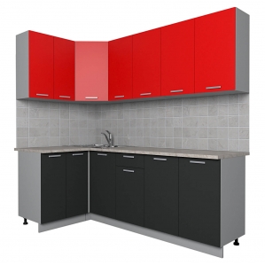 Готовая кухня Лайт 1,2x2,2 (Красный/ Антрацит)