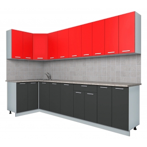 Готовая кухня Лайт 1,2x3,0 (Красный/ Антрацит)