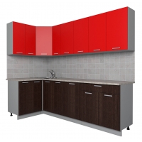 Готовая кухня Лайт 1,2x2,5 (Красный/ Венге)