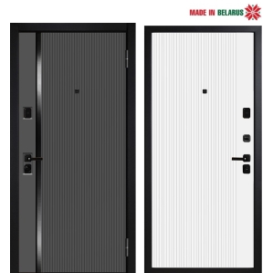 Входная дверь Alfa PRO-4 Черный молдинг (ПВХ Графит Экошагрень MD35/ ПВХ Белый M..