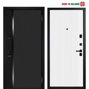 Входная дверь Alfa PRO-4 Черный молдинг (ПВХ Черная Экошагрень MD40/ ПВХ Белый M..