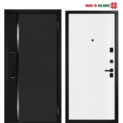 Входная дверь Alfa PRO-4 Черный молдинг (ПВХ Черная Экошагрень MD40/ ПВХ Белый MD26)