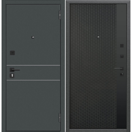 Входная дверь Лагуна Black МТ-1 (Муар искра/ ПВХ Черная шагрень) с горизонтальными молдингами, рис. 9