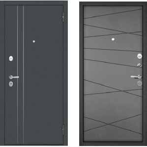 Входная дверь Лагуна МТ-1 (Муар искра/ ПВХ Графит) с вертикальными молдингами, р..