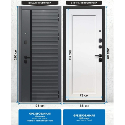 Входная дверь 10 см 2 МДФ (Букле Графит/ Эмалит Белый) Входная дверь 10 см 2 МДФ (Букле Графит/ Эмалит Белый)