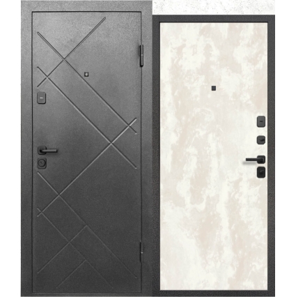 Входная дверь 7 Штамп (Букле Графит/ Перламутр)