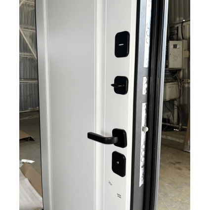 Входная дверь 10 см 2 МДФ (Букле Графит/ Эмалит Белый)