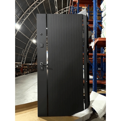 Входная дверь 10 см 2 МДФ Зеркало (Букле Графит/ Эмалит Белый)