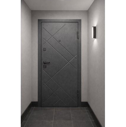 Входная дверь 7 Штамп (Букле Графит/ Перламутр)