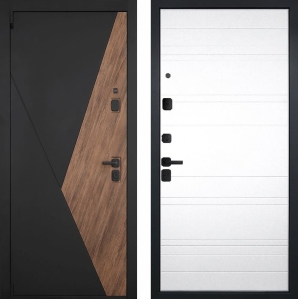 Входная дверь ГРАНИТ Геометрия-21 (ПВХ Белый, Полосы)