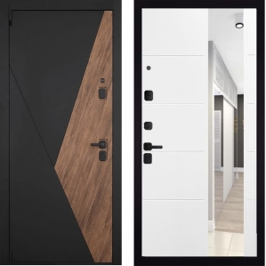 Входная дверь ГРАНИТ Геометрия-83 Зеркало (ПВХ Белый)