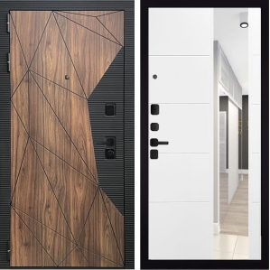 Входная дверь ГРАНИТ Континент-83 Зеркало (ПВХ Белый)