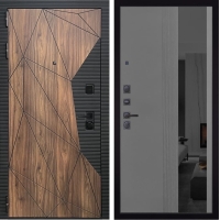 Входная дверь ГРАНИТ Континент-86 Зеркало черное (ПВХ Серый софт)