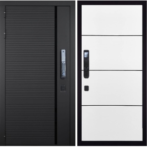 Входная дверь ГРАНИТ Пиано СМАРТ-79 (ПВХ Белый, молдинги)