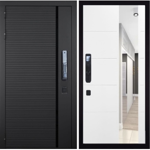 Входная дверь ГРАНИТ Пиано СМАРТ-83 Зеркало (ПВХ Белый)