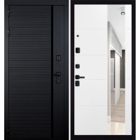 Входная дверь ГРАНИТ Пиано-83 Зеркало (ПВХ Серый софт)