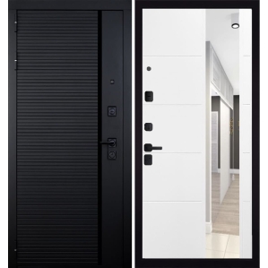 Входная дверь ГРАНИТ Пиано-83 Зеркало (ПВХ Серый софт)