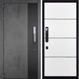 Входная дверь ГРАНИТ Роял СМАРТ-79 (ПВХ Белый, молдинги)