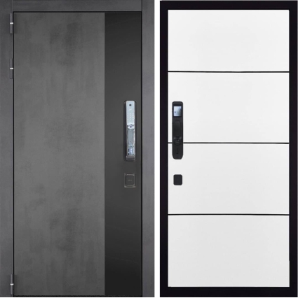 Входная дверь ГРАНИТ Роял СМАРТ-79 (ПВХ Белый, молдинги)