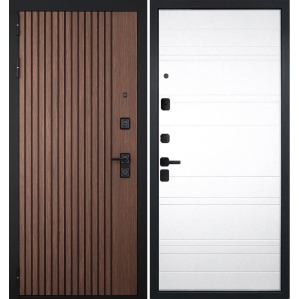 Входная дверь ГРАНИТ Шторм-21 (ПВХ Белый, Полосы)