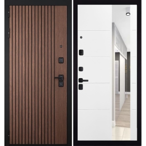 Входная дверь ГРАНИТ Шторм-83 Зеркало (ПВХ Белый)