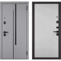 Входная дверь Trust ECO РР-10 (ПВХ Гриджио/ ПВХ Эмаль светло-серая)