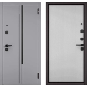 Входная дверь Trust ECO РР-10 (ПВХ Гриджио/ ПВХ Эмаль светло-серая)