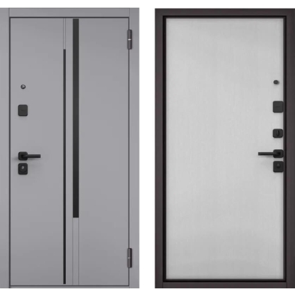Входная дверь Trust ECO РР-10 (ПВХ Гриджио/ ПВХ Эмаль светло-серая)